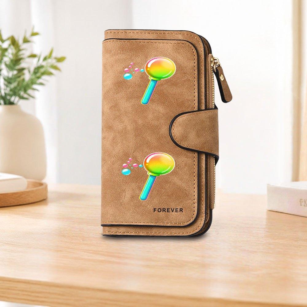 Rainbow Bubble Wand Long Zipper Wallet, Large Capacity Card Holder, Unisex Clutch Bag, Fashionable Zipper Coin Purse, Suitable for Daily Use, A Great