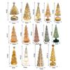 For Glass Christmas Tree Figurine Tabletop Tree Ornament with LED Lights Holiday Decor Light Up Tree Cone for Home Office Partie