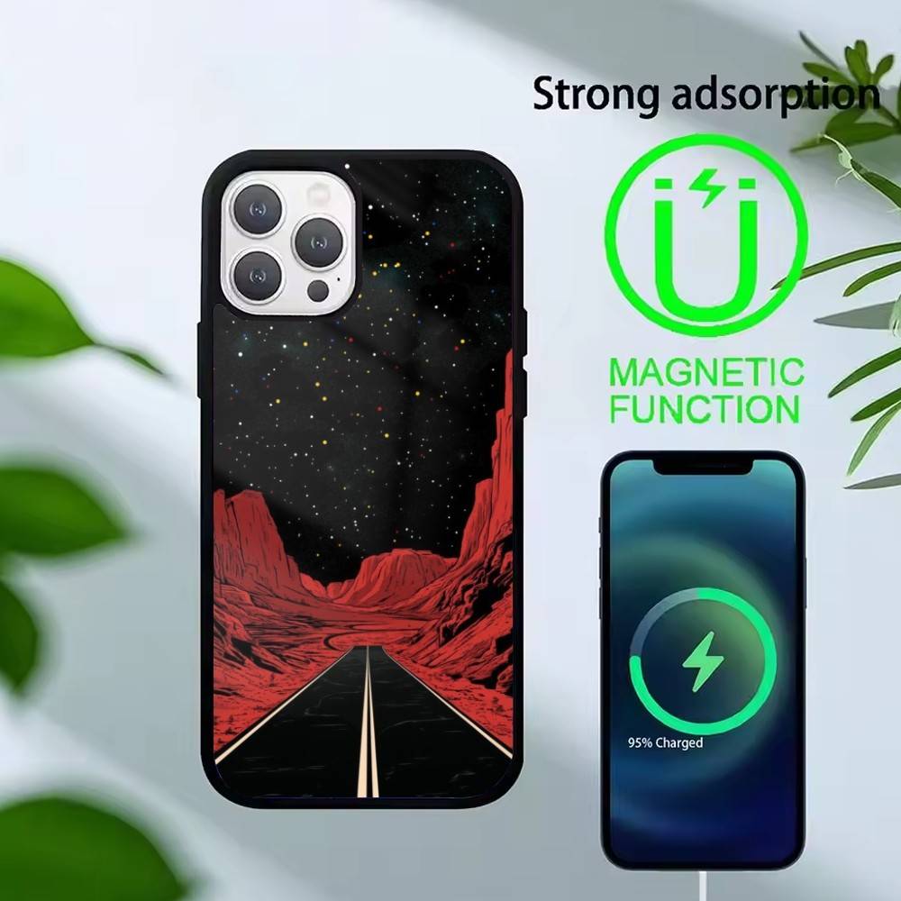 Dark Space Astrology Mountain Phone Case For iPhone 14,16,15,13,17,12,Plus,Pro,Max Magnetic For Magsafe Frosted Cover