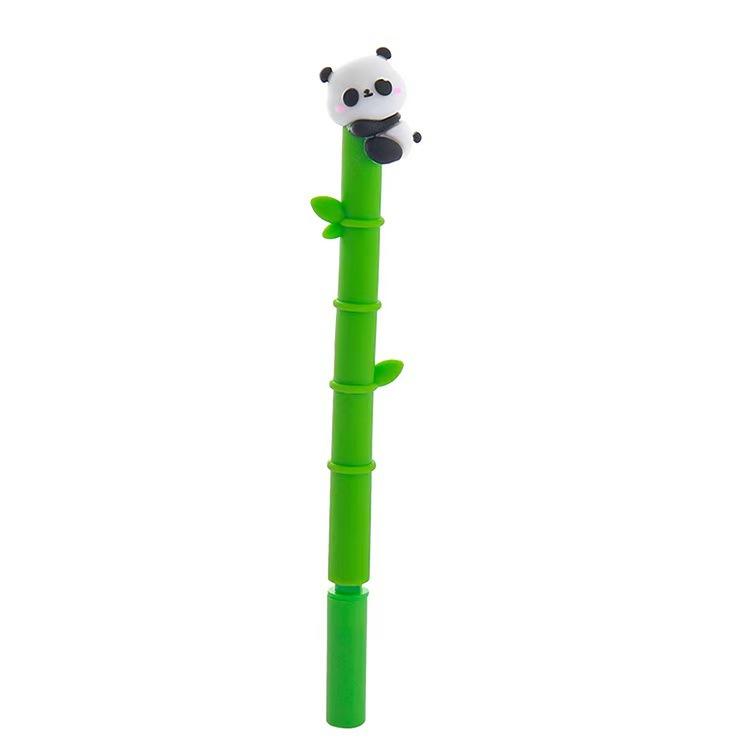 Bamboo Panda Neutral Pen for Students - Cute Panda Cartoon Design, Black, High-Quality Silicone, Prize Ballpoint Pen