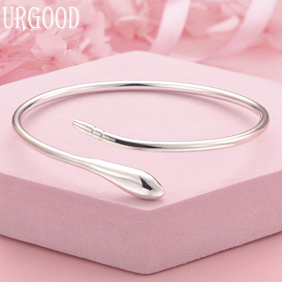 925 Sterling Silver Wedding Gift Teardrop-Shaped Bangle Fashion Jewelry