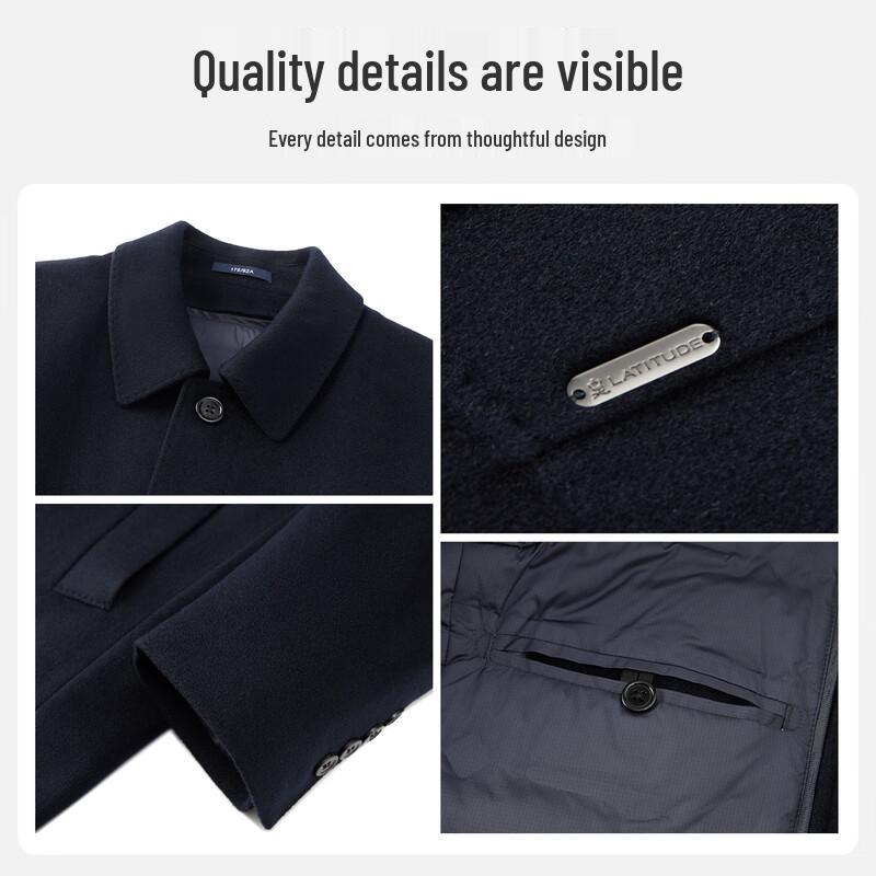 MONTAGUT Men's Winter Wool Cashmere Blend Business Casual Coat