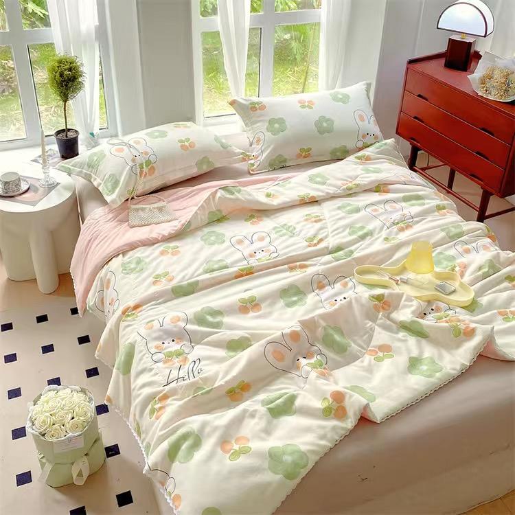 Cuvertură de vară pentru copii, fructe de desene animate, cuvertură colorată, adulți, spălare mecanică, matlasare din dantelă florală, pilote subțiri, pături răcoritoare