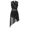 Frauen Lyrical Dance Kleid Strass Sheer Mesh Tüll Flowy Trikot Eiskunstlauf Tanz Kostüm