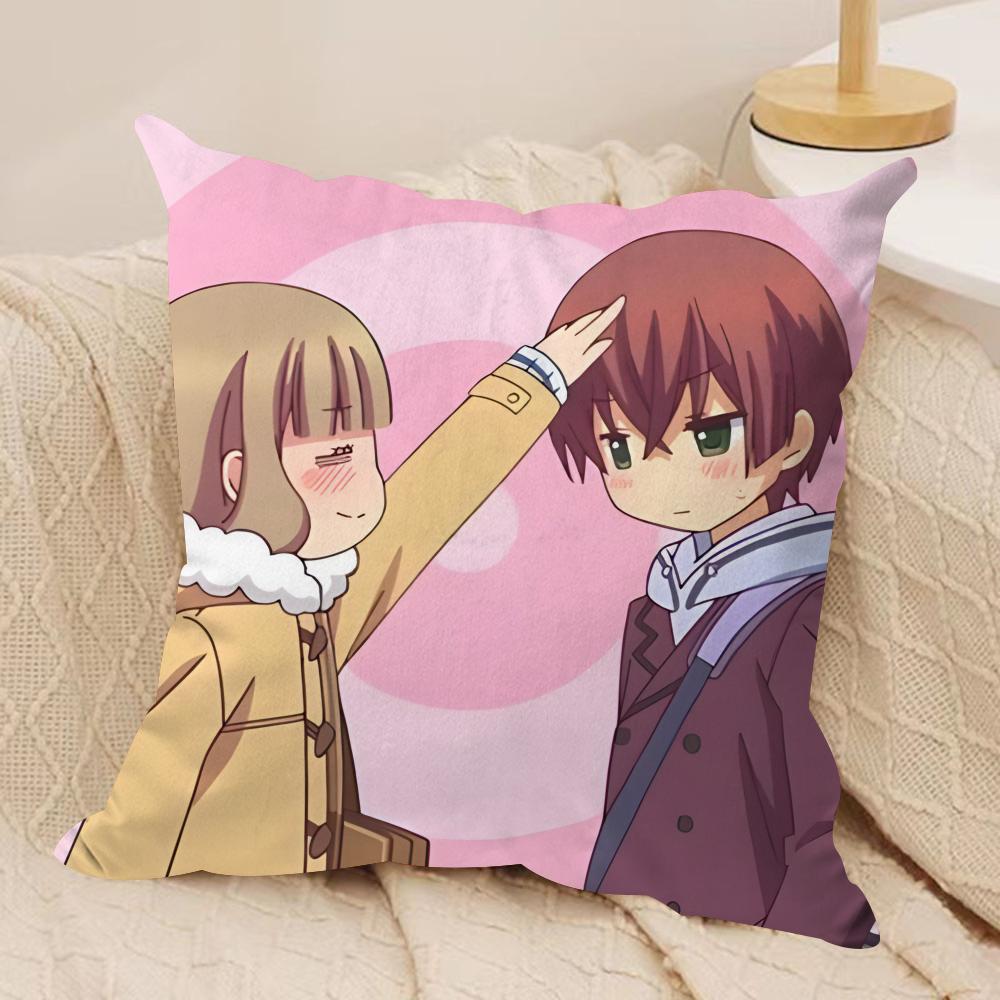 Anime M-Momokuri Cushion Cover Silky Short Plush Sofa Pillow Cover Hidden Zipper Soft Dustproof Case for Home Decor
