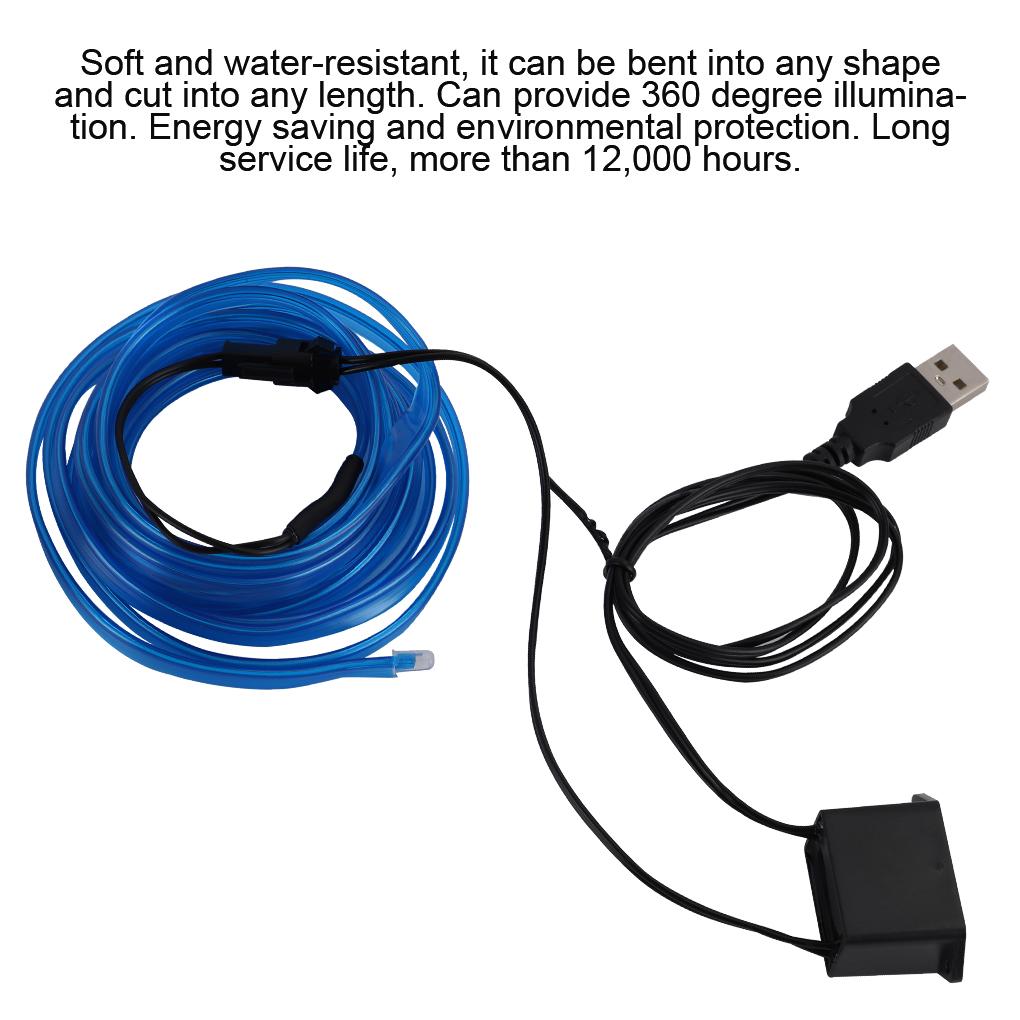 Light Strip LED Lamp Light Glow Flat Edge EL Wire String Strip Rope Tube