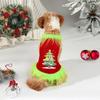 Green Haired Strange Christmas Dress Gold Velvet Fabric Christmas Tree Print Pet Party Christmas Clothes
