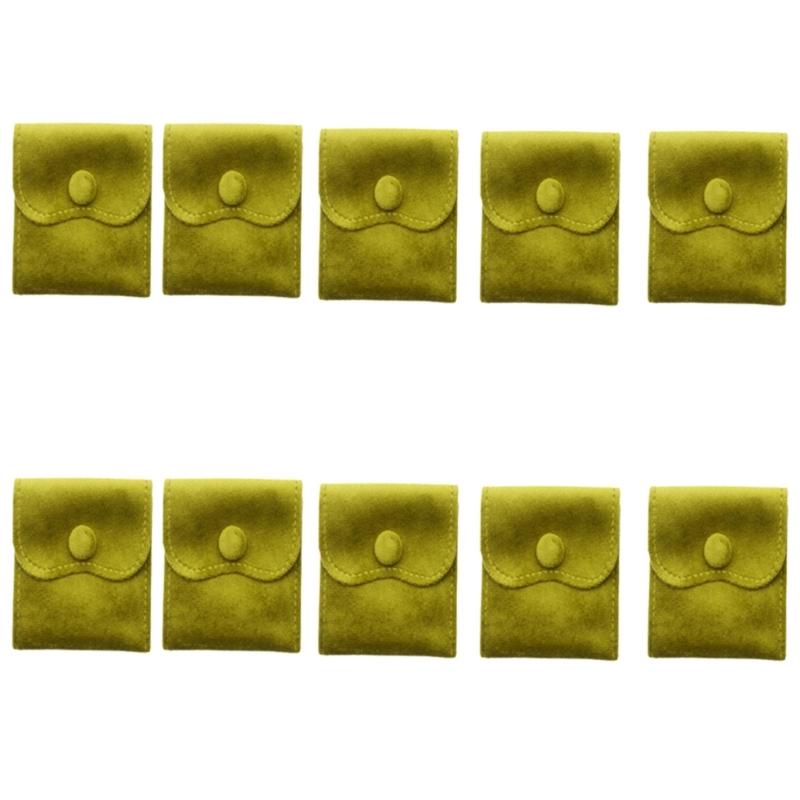 Soft Velvety Jewelry Storage Pouches, 10 Separate Snap-Button Bags for Sorting, Travel Carrying, and Gift Presentation