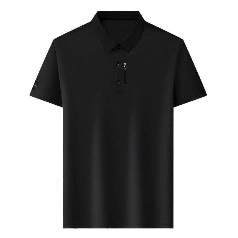 Jarní a letní polo tričko z ledového hedvábí, trendy tričko s krátkým rukávem pro muže, modrý límec, bezešvé, ležérní krátký rukáv