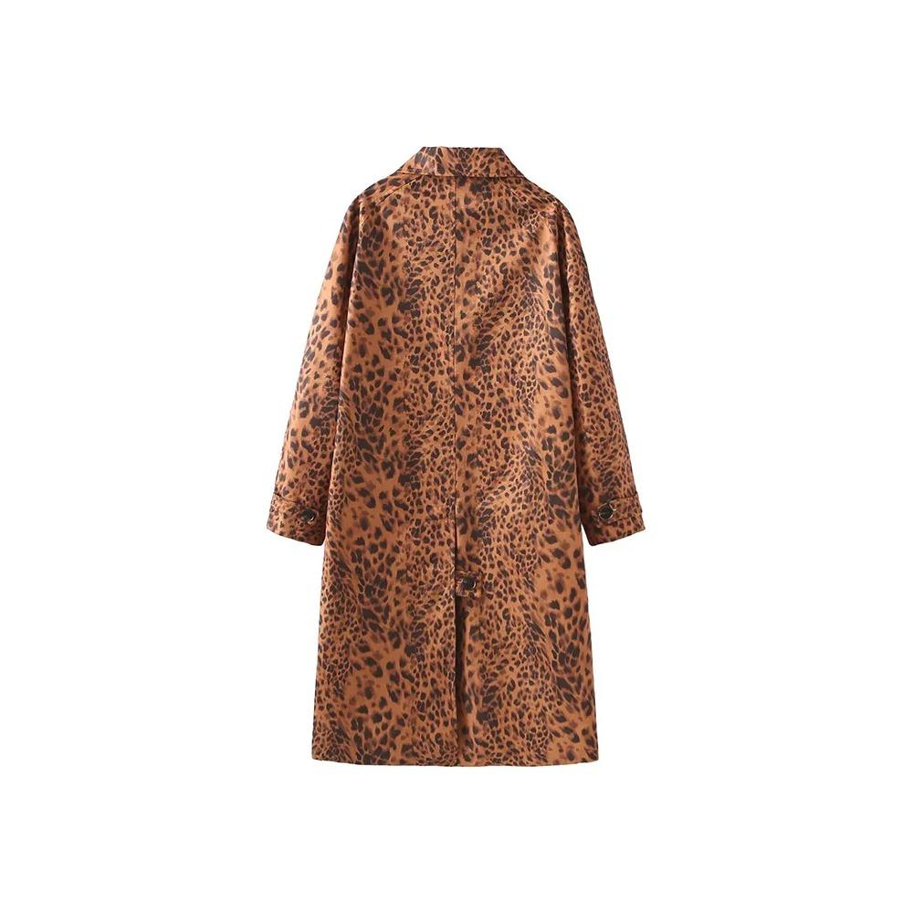 2024 Summer New Product Women's Fashion and Casual Versatile Long sleeved Animal Pattern Printed Long Windbreaker