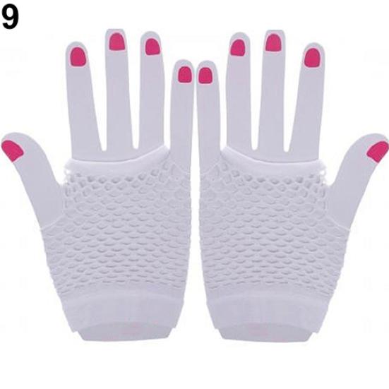 Lady Elastic Dance Costume Dance Party Fingerless Fishnet Mesh Hollow Gloves