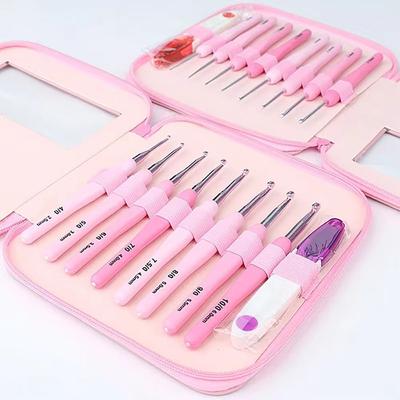 9-teiliges Häkelnadel-Set, 2,5–6 cm, ergonomischer weicher Griff, Aluminium-Haken-Set mit 8 Größen für Heimwerkerarbeiten, Strick- und Häkelzubehör
