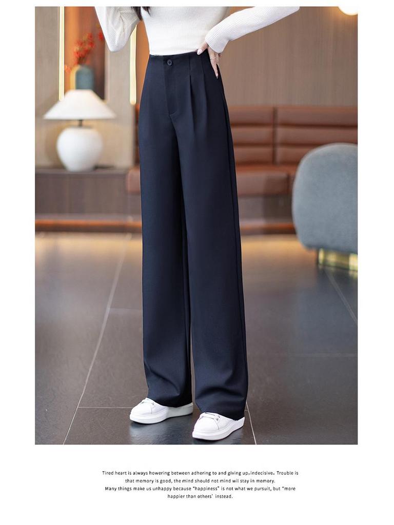 Stylish Women's High-Waisted Stretchy Straight-Leg Pants - Slimming, Loose Fit, Versatile Wide-Leg for Spring/Winter 2026.