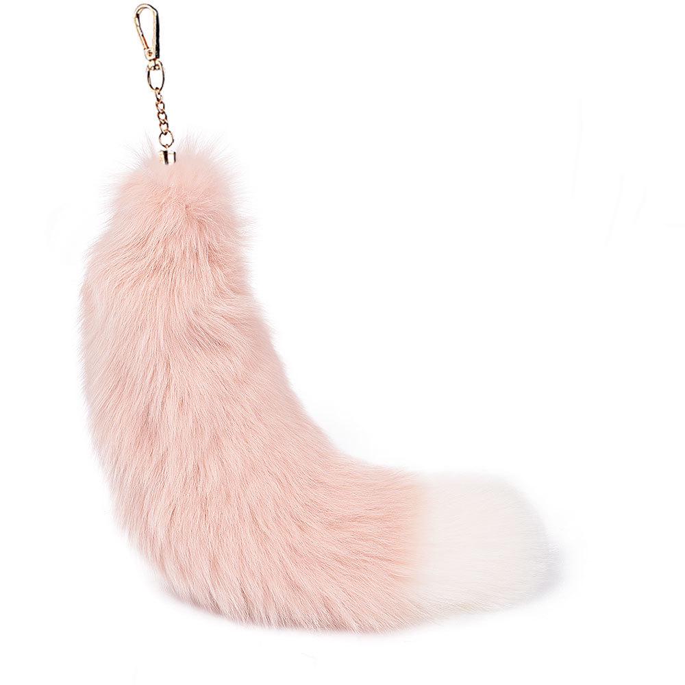 Silver Blue Fox Fur XL Pendant: Real Fur Women's Bag Charm & Car Keychain