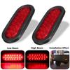 Universal 2x Oval Brake Stop Tail Fog DRL Turn Sealed Marker Lights Flush Mount 6" Inch 24 LED Truck Trailer Boat Utility Red Lens Waterproof 12V