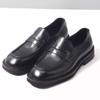 Luxury New Mens Slip On Loafers Shoes Classic Style Black Cowhide Leather Derby Shoe Mens Business Comfortable Thick Soled Shoes
