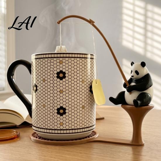 Funny Tea Steeping Gadget Fishing Friends Bag Holder Cute Resin Teabag String Keeper Whimsical Animal Handmade Craft Decor Fun Kitchen Counter