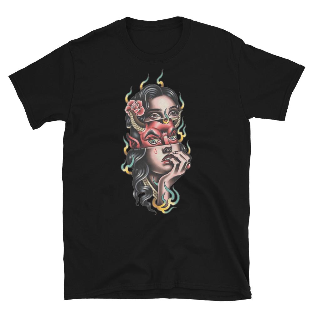 

The Devil in Me Split Personality Tattoo Art Printed TShirt Unisex T-Shirt M