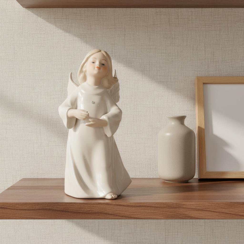 4 Pieces Ceramic Angel Figurine Cute Angel Figurine Cherub Sculpture Gift Home Decor Creative for Girls, Shelf Display