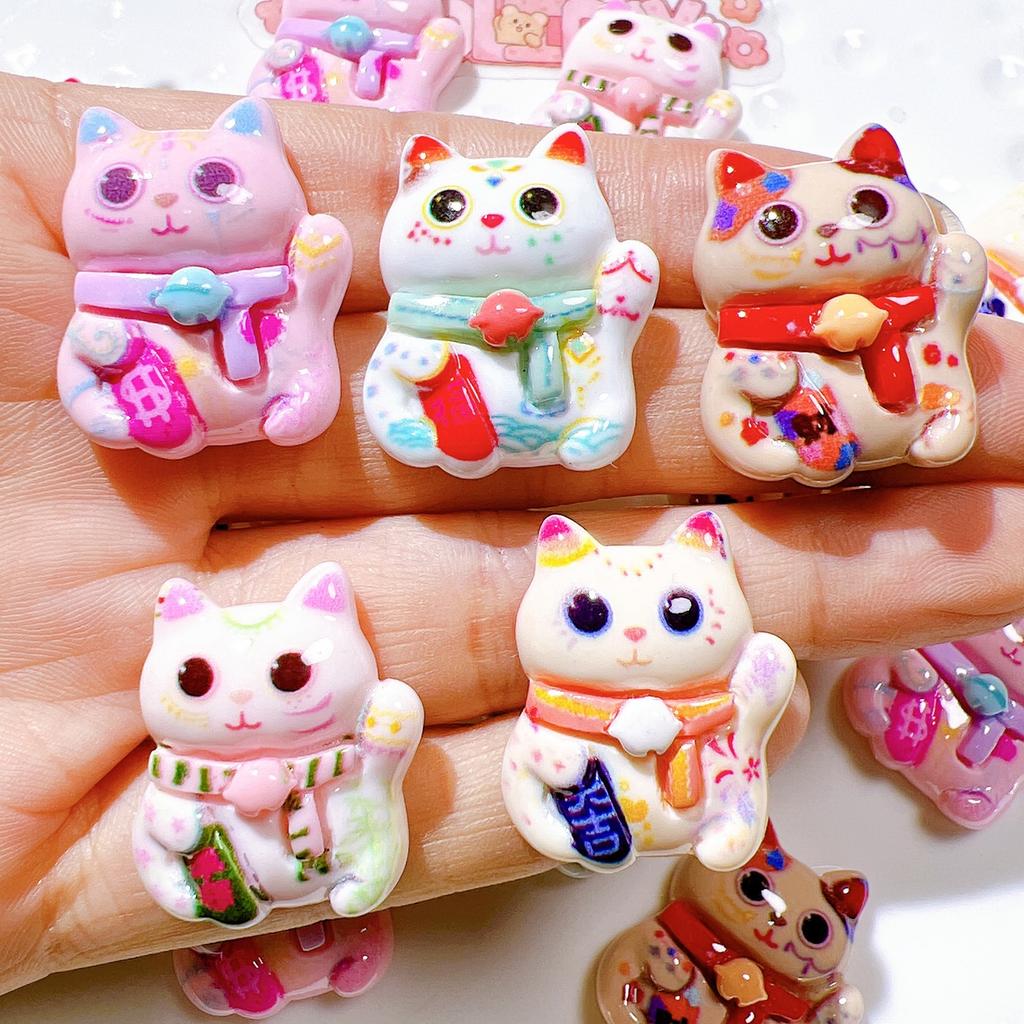 10 Stück Neue Süße Cartoon-Katzen-Serie Flache Rückseite Harz Scrapbooking DIY Schmuck Haarspange Basteldekoration