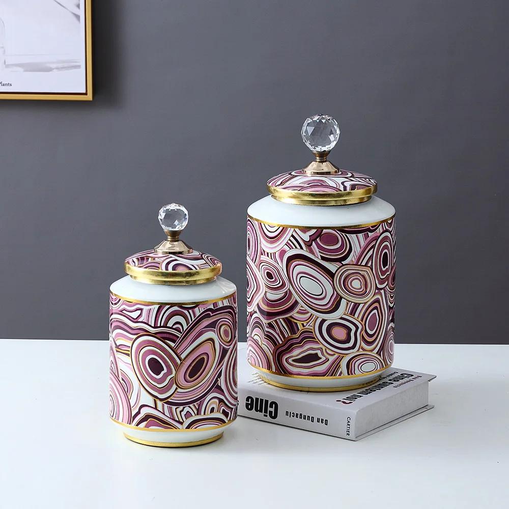 Nordic Light Luxury Ceramic Storage Jar Decoration Living Room Dried Flower Flower Arrangement Accessories Home Decoration Vase