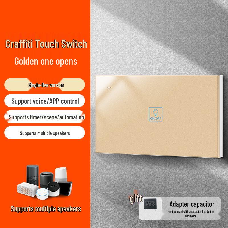 Graffiti Smart WiFi Wall Switch with Alexa & Google Voice Control, US/EU Specs, Touch Panel