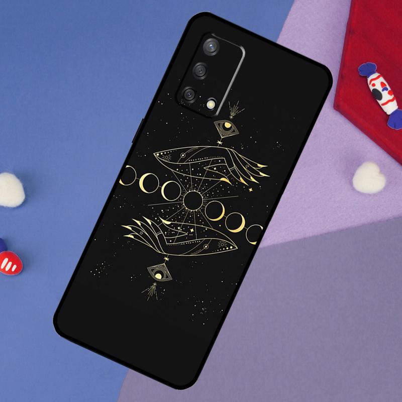 Fortune Telling Moon Stars Hands Art Case For Oppo A17 A60 A40 A80 A16 A76 A96 A98 A58 A78 A18 A38 A57 A74 A54 A94 A15 A5 A6 Pro