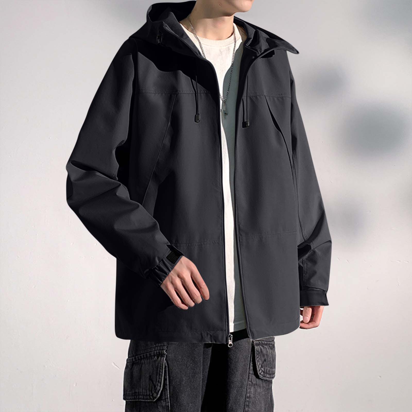 

Men s Solid Color Outdoor Jacket Couple s Casual Sports Mountaineering Workwear Jacket L