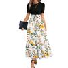 Short Sleeve Women's Dress Casual Flowy A-Line Midi Tshirt Dresses With Pockets Crewneck Vocation Boho Beach Sundress