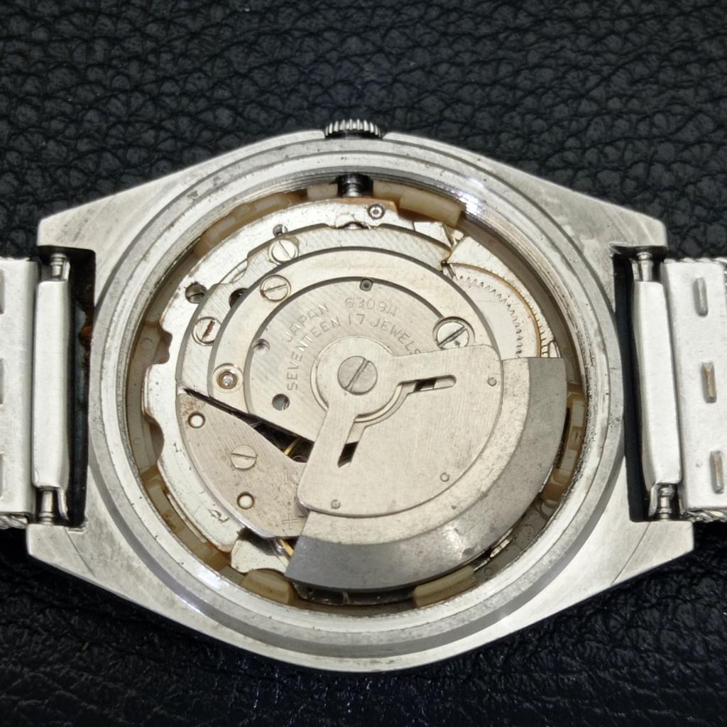 JAPAN VINTAGE SEIKO AUTOMATIC 6309A MENS SILVER COLOR DIAL WATCH A500837-5 R154-a500837