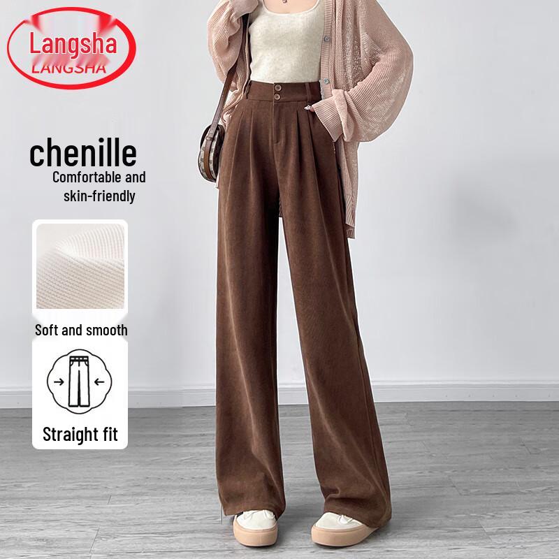 

Women s High-Waist Chenille Wide-Leg Casual Pants 2XL