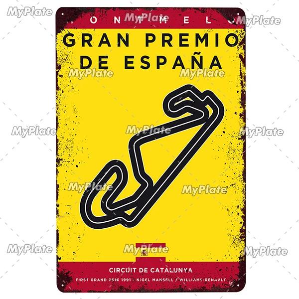 Racing Track Metal Sign Vintage Plaque Sercive Tin Sign Wall Decor For Garage Race Car Plate Crafts Poster F1 Game Custom