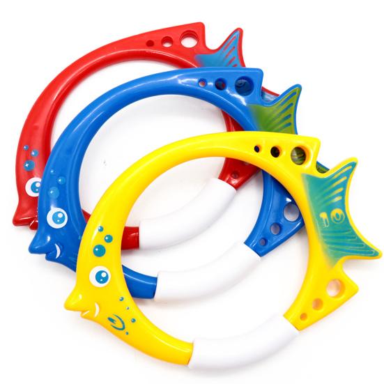 3Pcs Diving Fish Ring Cartoon Safety Plastic Swimming Pool Training Ring Underwater Rings