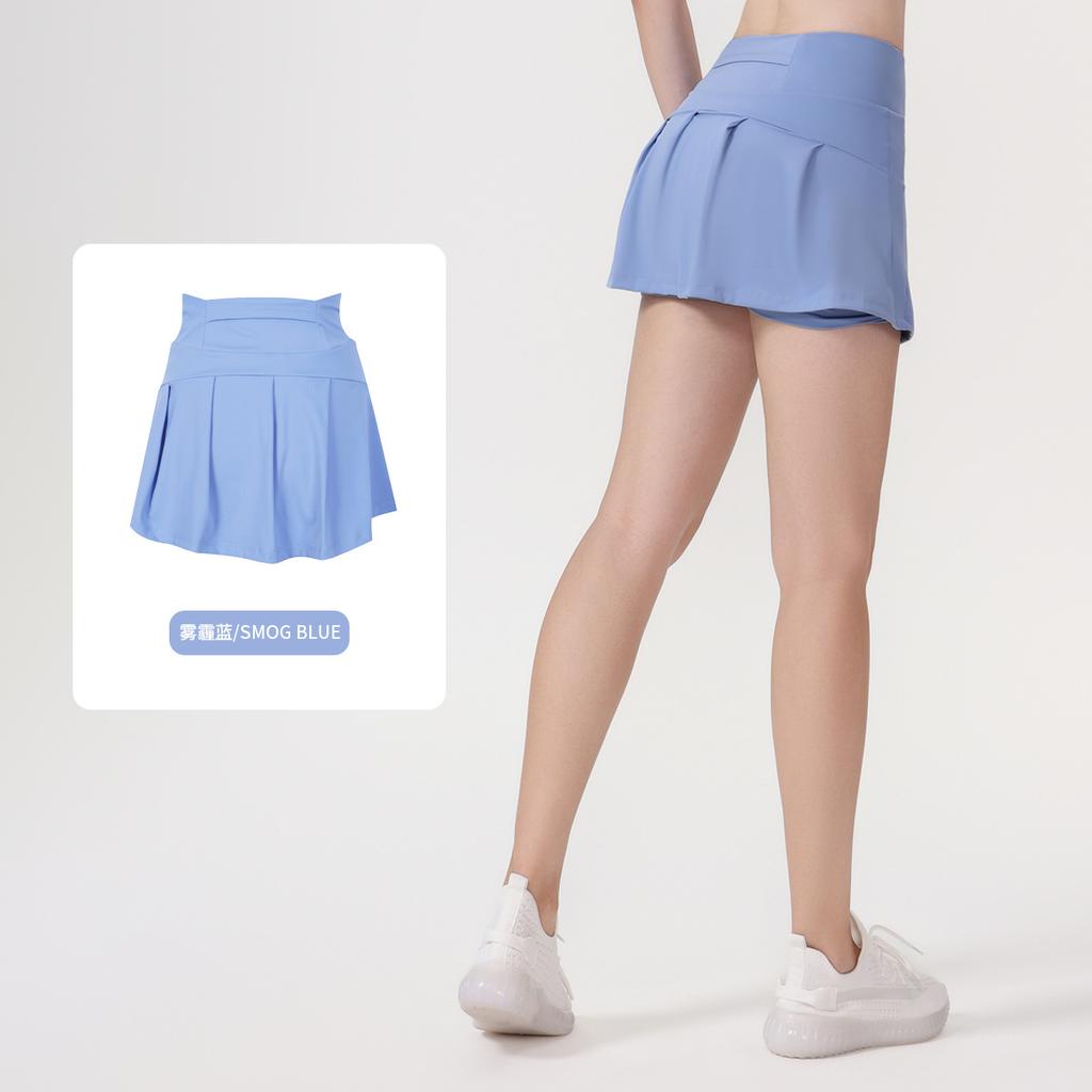 () Sports Tennis Skirt Women'S Anti-Light Fitness Skirt Fake Two-Piece Yoga Quick-Drying Pleated Skirt Shorts