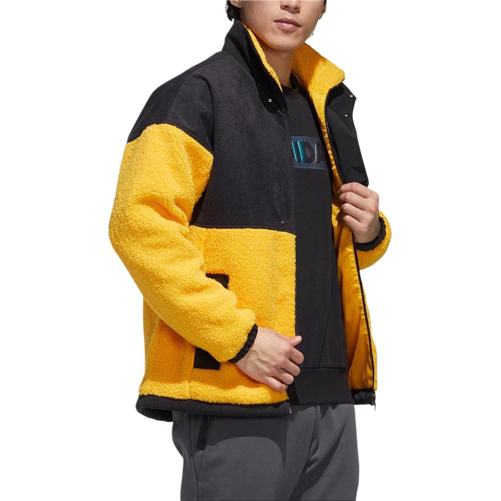 adidas Fleece-Lined Windbreaker Jacket Men Outerwear Gold GM4438