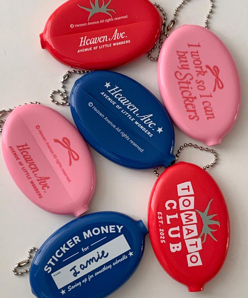 DEDERIT Tomato Ribbon Lettering Coin Silicone Pocket Keyring