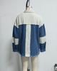2026 Spring/Summer Women's Distressed Color Block Denim Jacket with Frayed Edges