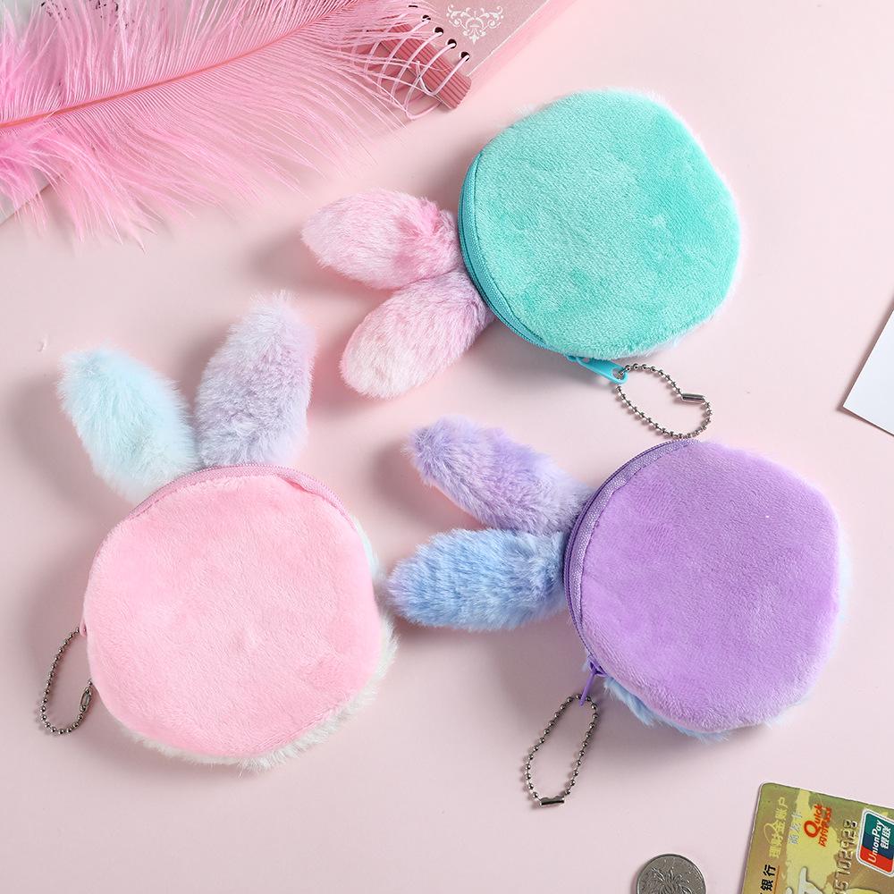 New Plush Coins Wallet Cartoon Cute Little Rabbit Coin Purse Girl Headphone Storage Bag Keychain Pendant Children's Cute Wallet