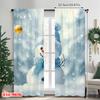 2pcs 2D Flat Printing Merry Christmas Popular Curtain Snowman Christmas 01 Machine Washable Fabric Without Electricity Birthday