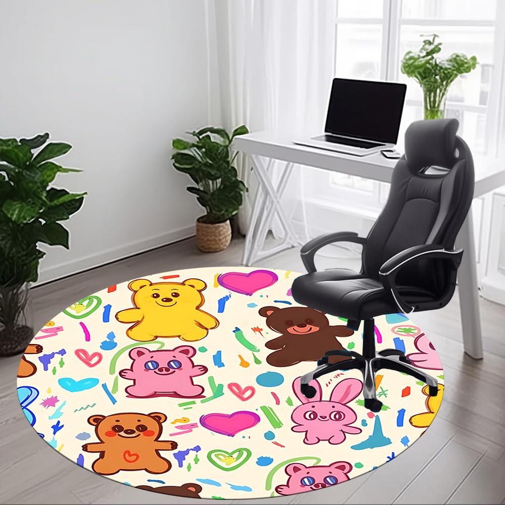 1pc Cute Bears Chair Carpet for Office, Perfect for Office, Holiday Party Decoration Choice Yy260314051
