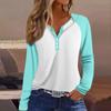 Dámské tričko Color Block Knoflíky Dlouhý rukáv Denní Víkendová Móda Základní Výstřih do V Běžný Top