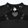 Y2K Women's Dark Punk Mesh Patchwork Slim Fit Long Sleeve Top