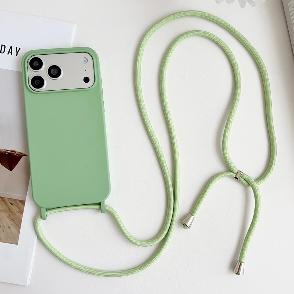 Liquid Silicone Crossbody Necklace Cord Strap Case For iPhone 17 Pro Max 16 15 14 13 12 11 XR XS X Matte Soft Protection Cover
