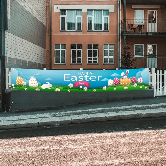 

Пасхальный баннер Изысканный узор Очень длинный яркий цвет Износостойкий Легко повесить Декоративный полиэстер Пасхальный фон Баннер Опора Товары для вечеринок