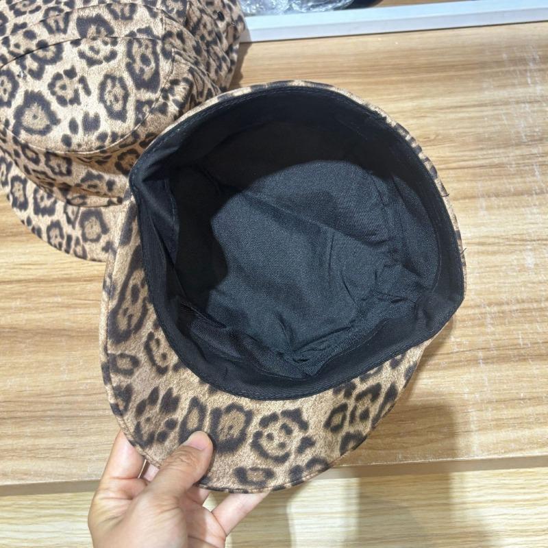 Retro Old Money Wind Leopard Print Flat-top Equestrian Hat Female Summer Travel Sunscreen Visor Show Face Little Knight Newspaper