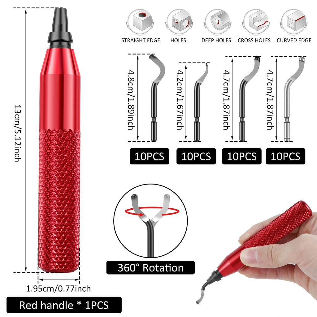 Set de scule de debavurare cu 40 de lame HSS suplimentare Instrument de îndepărtare a bavurilor ascuțite Instrument de mână pentru debavurarea marginilor metalice Instrument de debavurare a marginilor imprimate 3D