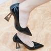 Fashion Special Heel Black High Heels Women's 2025 Summer Sexy Patent Leather Explosive Single Shoes