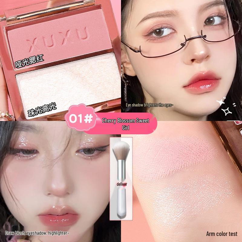 XUXU Colorism Highlighter & Blush Palette: Matte Brightening Multi-use Face Palette for Women.