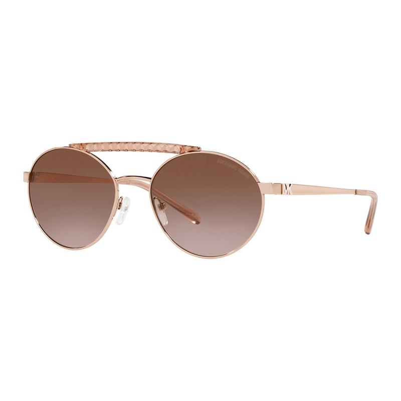 MICHAEL KORS Temple Logo Metal Round Sunglasses Women s Rose Gold