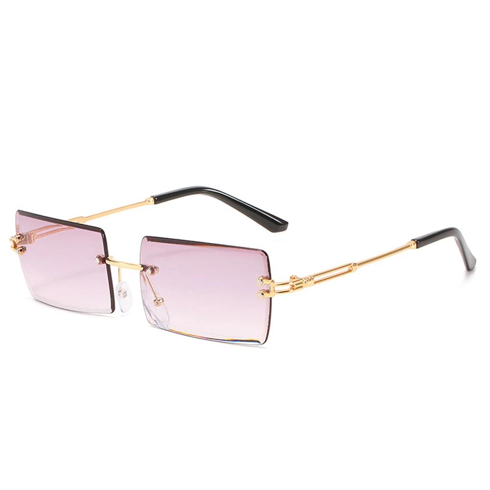 Rimless Rectangle Sun Glasses For Stylish Women And Men In Fashionable Brown Shades